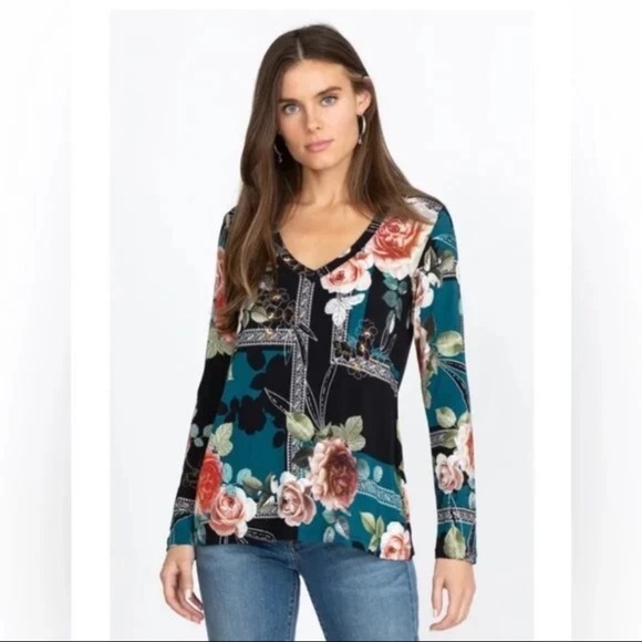 Johnny Was Rosabel Blouse Favorite Long Sleeve T Shirt Floral Size Medium - Picture 7 of 8